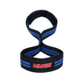 Figure 8 Powerlifting Straps Weight Lifting Workout Strength Cross Training Deadlift Neoprene Padded (Blue & Black)