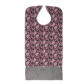 SH-RuiDu Adult Bibs Double Sided Waterproof Clothing Protector Reusable Bibs with Crumb Catcher, Rosy Peony