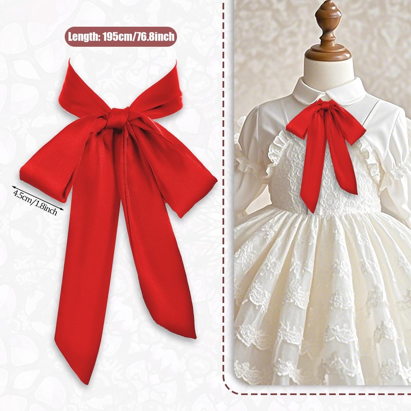 Lusofie Red Bowtie, Ribbon Bow Tie, Self Red Bow Tie,