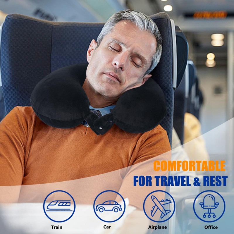 SAIREIDER Neck Pillows for Travel 100% Memory Foam Adjustable Travel