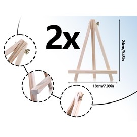 Lhbwhiz Pack of 2 Easel, Mini Wooden Table Easel, Foldable Artist Easel, Canvas Stand, Adjustable Drawing Holder, Wooden A-Frame Easel, Studio Easel, Art Stand, for Painting (18 x 24 cm)