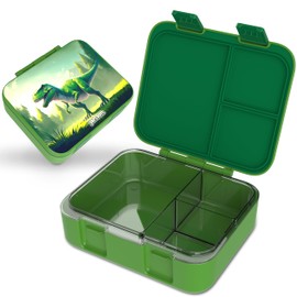 Jarlson® Mili Children's Lunch Box with Compartments, BPA-Free, Bento Box, Leak-Proof, Snack Box, Lunch Box for Nursery and School, 1000 ml, Lightweight (Dinosaur Green)