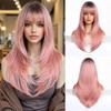 Esmee Synthetikhaar-Perücke für Damen - Langer Glatter Gestufter Pink-Ton mit