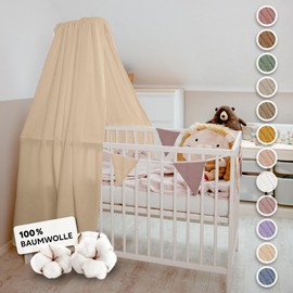 lilimaus Bed Canopy Baby Cot Dusky Pink [Includes Canopy Pole] - Canopy Baby Bed Made of 100% Cotton Muslin Handmade - Bed Canopy Girls and Boys - Canopy Bed Curtains with Rod - Children's Baby Room