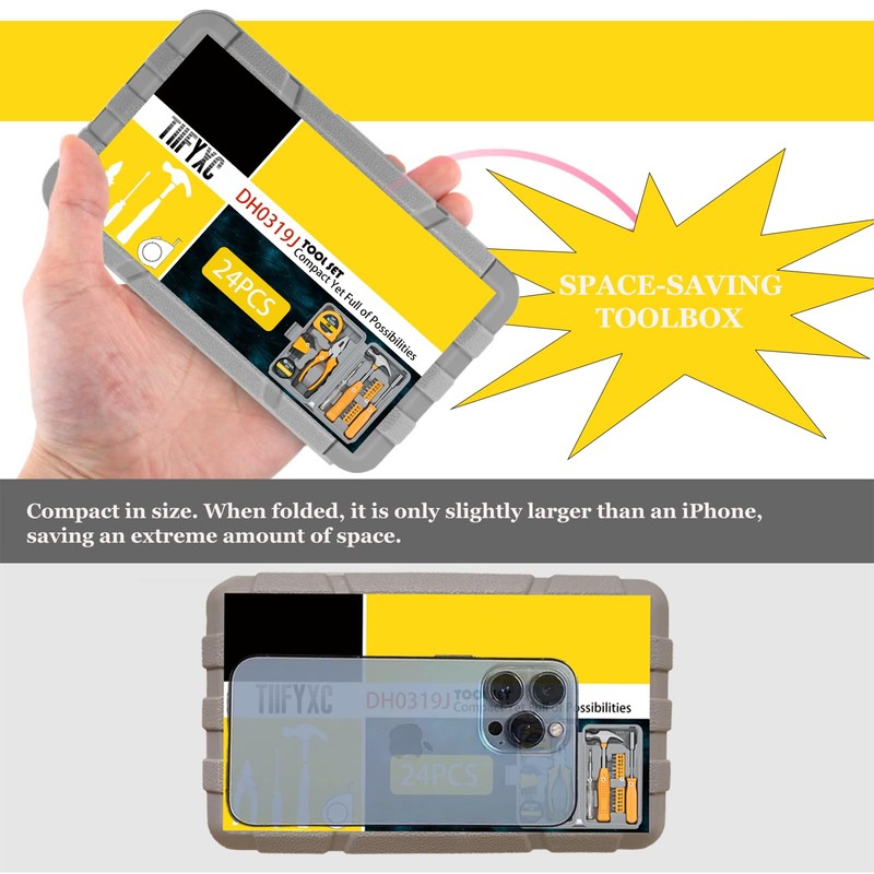 Compact Homeowner Tool Set 24 Pieces Tool Kit For Home