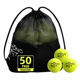 PONGBOT 50 Pack Tennis Balls with Bag, Pressureless and High Elasticity for Practice, Exercise, Beginner Training Play