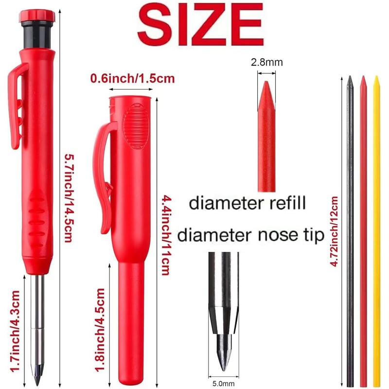 Carpenter Pencils, BetterJonny Sumitsuke Mechanical Pencils with 36 Refills in