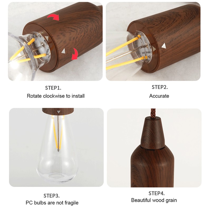 LED Pull Cord Light Bulb Portable Hanging Lantern Battery Operated