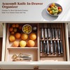 Acacomft In-Drawer Knife Block, Acacia Wood Kitchen Knife Drawer Organizer,