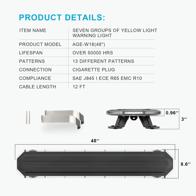 Agrieyes 30" Tow Truck Light Bar High Bright, Extremely Slim