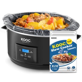 KOOC Slow Cooker Liners 14"x22" 10 Count Extra Large Size Disposable Pot Liners Christmas Cooking Bags Fit 6 qt to 10 qt Pot BPA Free Fresh Locking Seal Design