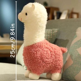MUNSKT 25 cm Alpaca Plush Toy, Standing Alpaca Plush Animal, Cute Alpaca, Blade Plush Animal Gift for Children Girl Boy (Red)