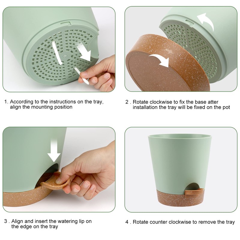 YNNICO Indoor Self Watering Planters with Drainage Holes and Saucers,