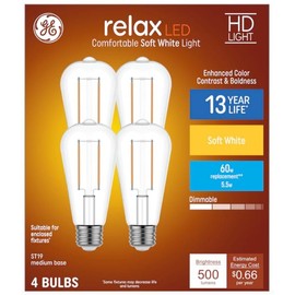 GE Relax ST19 Vintage 60 Watt Equivalent Soft White Medium Base (E-26) Dimmable Decorative Light Bulbs (4-Pack)
