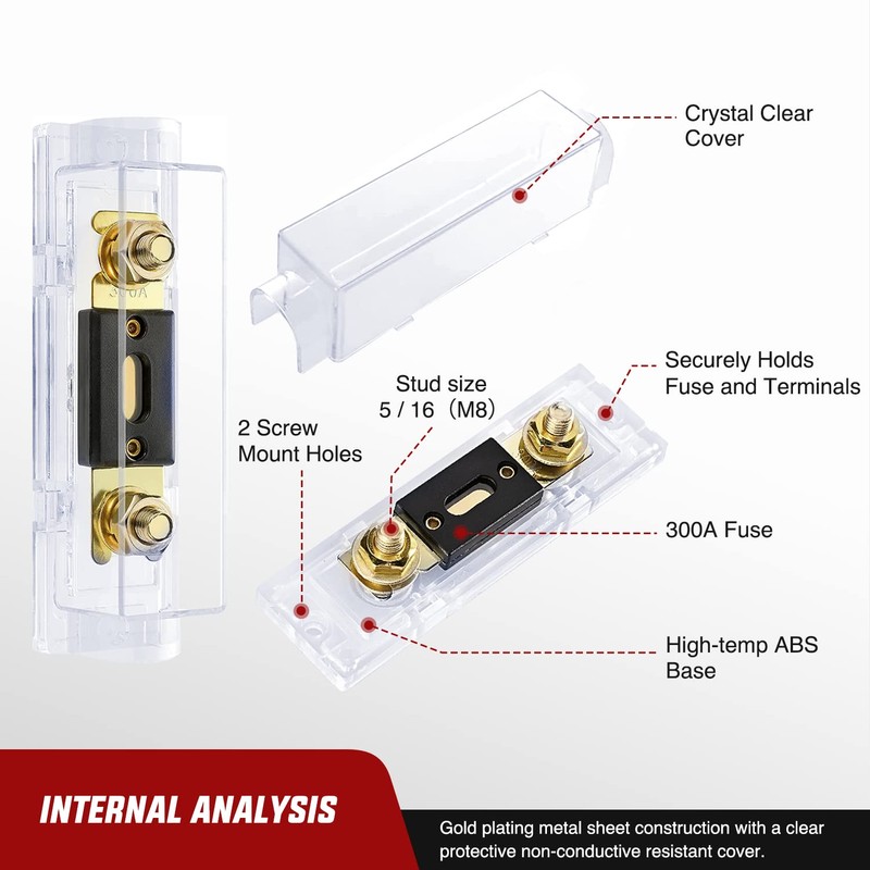 Nilight 2PCS 300A ANL Fuse Holder with ANL Fuse Electrical