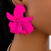 Gold Flower Statement Earrings for Women Big Pink Dangle Drop