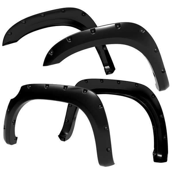 Tyger Auto Fender Flares Compatible with 2007-2013 Toyota Tundra, Smooth Textured Paintable Bolt-Riveted Style 4pc | TG-FF8T4398