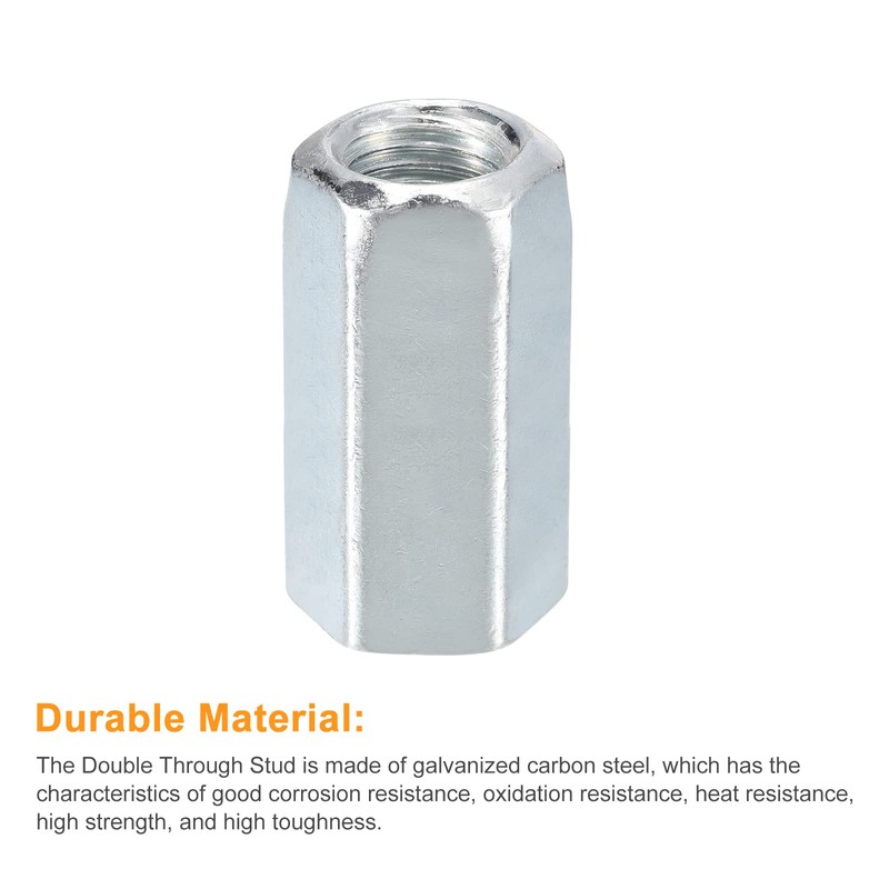sourcing map 2pcs M20x30x60mm Coupling Nuts - Galvanized Carbon Steel
