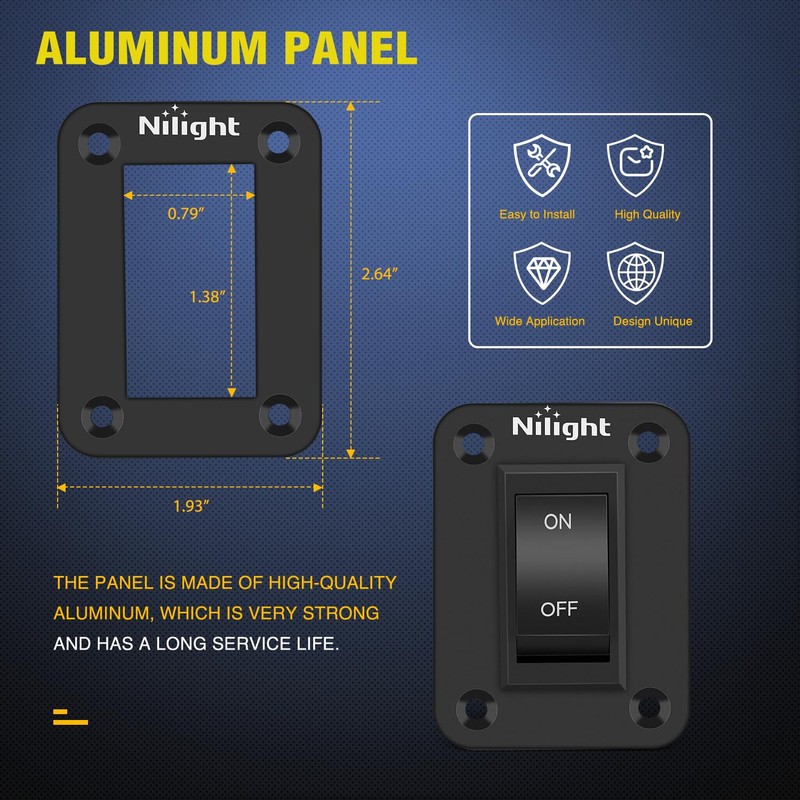 Nilight ON-Off Switch Panel 4 PIN DPST Toggle Switches Panel