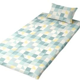 Merry Night Easy to Attach and Detach L-Shaped Zipper Futon Cover "Square", Green, Single Long, Approximately 41.3 x 84.6 inches (105 x 215 cm), Large Opening, Easy to Insert Mattress, Washable