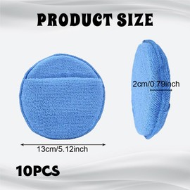 HQRNYP 10PCS Wax Applicator Pads, Polishing Pad, 5" Diameter Soft Microfiber Polishing Care Foam Sponge with Finger Pocket, Car Buffing & Detail Foam Wax Applicator Sponge for Car Cleaning (Blue)
