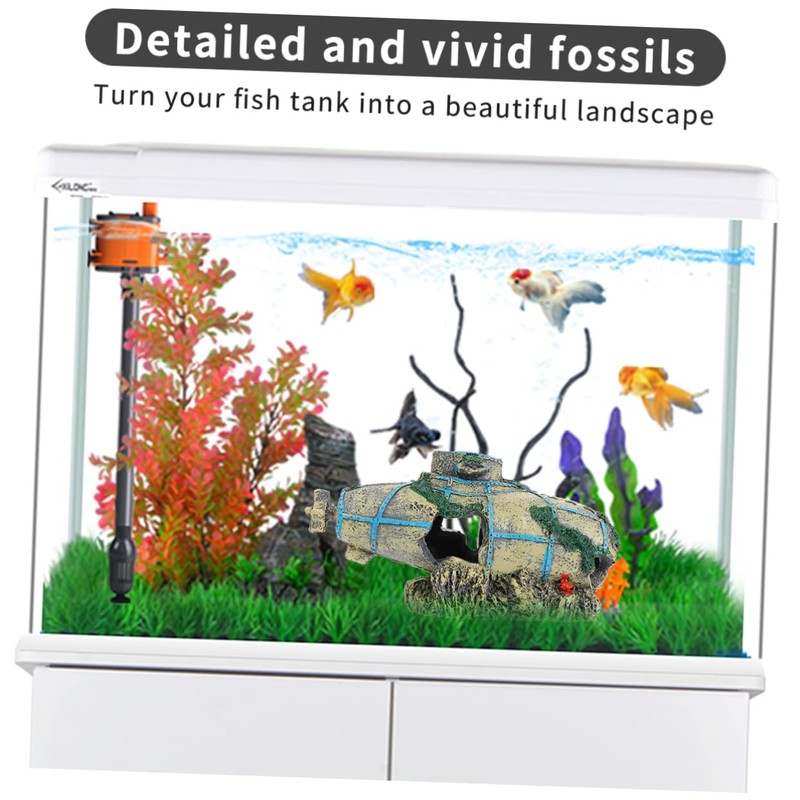 Mipcase Resin Simulation Submarine Aquarium Decor Unique Fish Tank Ornament