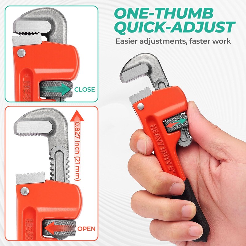 Pronese Heavy Duty 6 Inch Adjustable Pipe Wrench - Mini