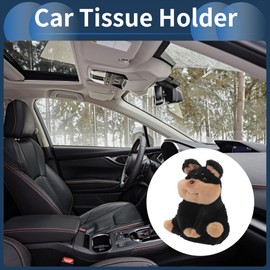 Partuto Car Tissue Holder Car Tissue Box Organizer Plush 11.81"x9.06"x5.51" Black Brown 1 Pc
