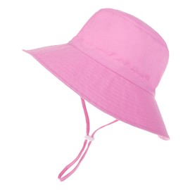 Baby Sun Hat Toddler Beach Summer Hats UPF 50+ for Baby Girl Boy Adjustable Cap Pink 0-6 Months