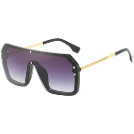 BOJOD Oversized Sunglasses for Women Men Big Trendy Square Mirrored Visor Sunglasses Shield Reflective Large Shades Grey