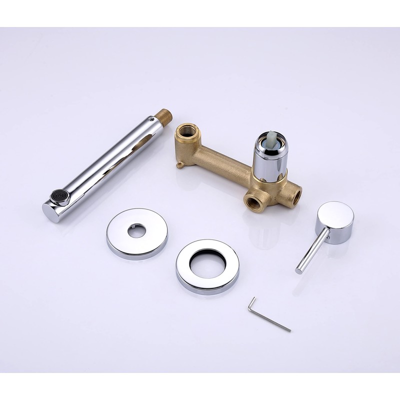 SUMERAIN Wall Mount Faucet for Bathroom Sink, Modern Chrome Bathroom
