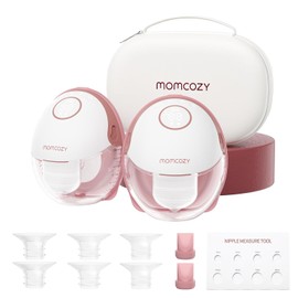 Momcozy M6 Breast Pump Hands Free Mobile Style, Wearable Breastfeeding Pump Ideal Rhythm for More Milk, DoubleFit Flange More Fit & Discreet with 3 Modes & 9 Levels, 24mm 2 Count, Red