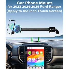 AbeeyGeomarn Car Phone Holder for Ford Ranger 2023 2024 2025 Accessories Apply to 12.1 Inch Touch Screen 15W Fast Wireless Charger Screen Fixed Clip Cell Phone Mount