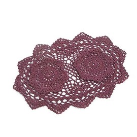 Factory Direct Craft 12" Burgundy Oval Cotton Hand Crocheted Lace Doilies, Set of 2