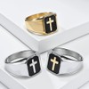 PAMTIER Men's Vintage 15mm Cross Crucifix Biker Ring Gold Size