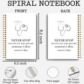 Guymn Inspirational Nurses Notebook, Future Nurse Doctor Gifts Journal, Nurse Appreciation Week Gifts Journal, Medical Stethoscope Nursing Hardcover Spiral Notebooks 5.5x8.3 Inch