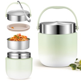 Gigmeta Thermal Food Container, 1200 ml, Stainless Steel Food Warming Container, Food Thermos Flask, Leak-Proof, Includes Spoon, 12 Hours Long Lasting Heat Retention