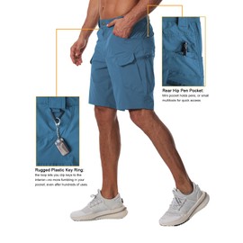 AUTIWITUA Men's Hiking Cargo Shorts Quick Dry 9" Lightweight Tactical Work Shorts with Pockets(No Belt) Blue