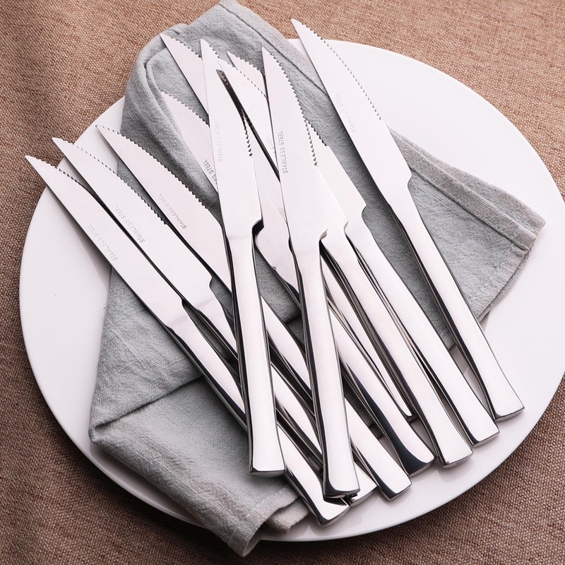 Parlynies Stainless Steel Steak Knives Set of 12, Steak Knives
