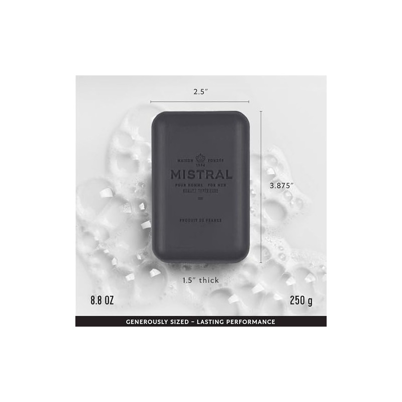 Mistral Jabón de lujo para hombres, ámbar negro, 8 onzas