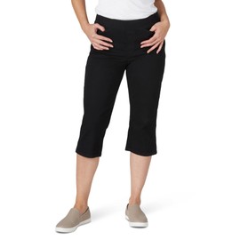 Chic Classic Collection Women's Easy Fit Elastic Waist Pull-On Capri, Black Denim, 16