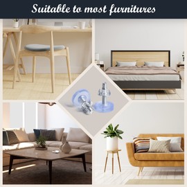 SPDYCESS Pack of 16 M6 Transparent Furniture Feet, Adjustable, Adjustable Feet for Furniture Legs, Adjustment Screw Adjustable Feet with T-Nuts, Screwable Furniture Feet for Bed, Couch, Cabinet,