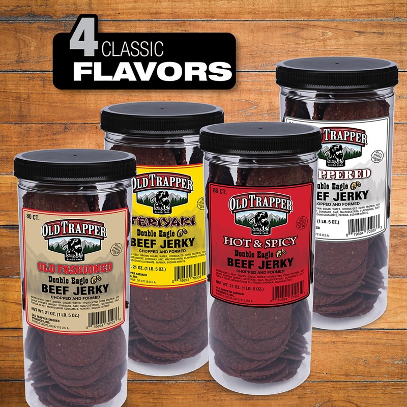Old Trapper Double Eagle Beef Jerky, Peppered Flavor, 21oz. 80-Piece