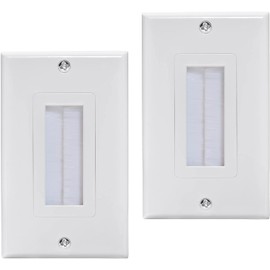 Brush Wall Plate Cable Pass Through Insert, 1-Gang Wall Plate Cable Access Strap, in Wall Wires for HDTV, HDMI, Network, Coaxial Cables, Home Theater Systems (2-Pack)