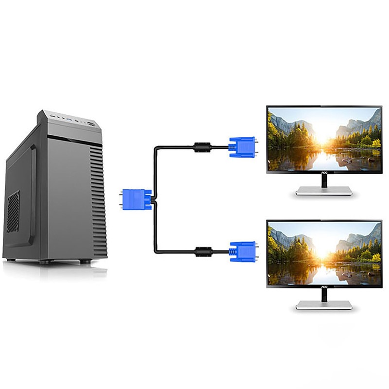 tunghey VGA Splitter Cable Dual Monitor Y Adapter Video Cord