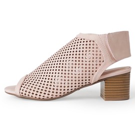 J. Adams Maddie - Botines para mujer, punta abierta, tacón bajo, correa de velcro, Nubuck vegano azul polvoriento, 8 US