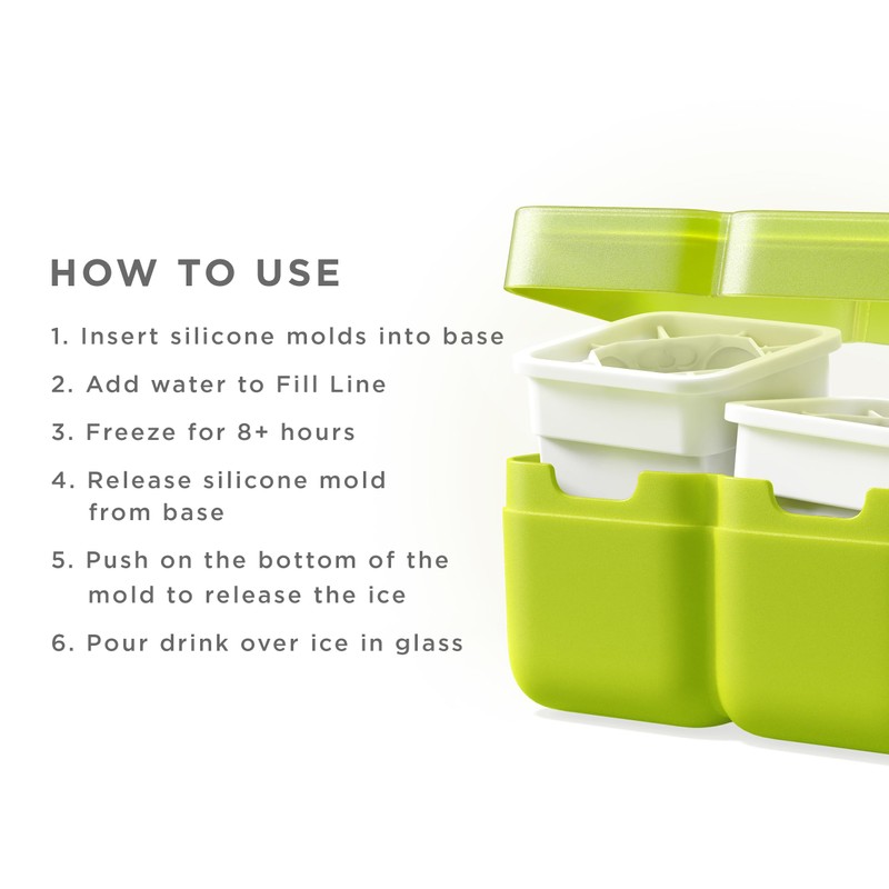 ZOKU Set of 2 Silicone Ice Molds, Deco - Large