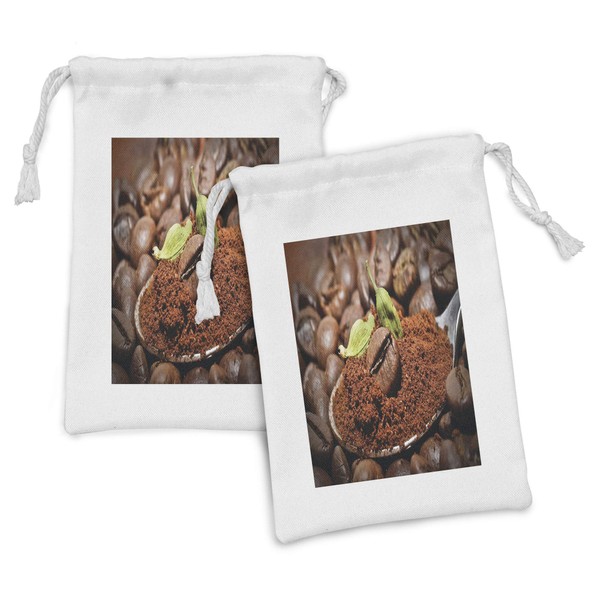 Ambesonne Coffee Fabric Pouch Set of 2, Beans with Flavored