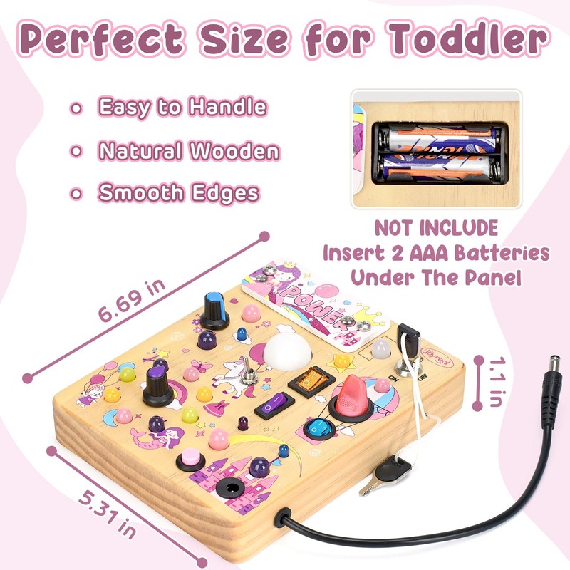 Joyreal Montessori Busy Board with LED Switches for Toddlers