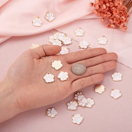 Magibeads - Abalorio esmaltado con estampado de pata con purpurina en polvo, aleación esmaltada, gato y perro, colgante de pata de perro para llavero, manualidades, joyería, aleación, No es una piedra